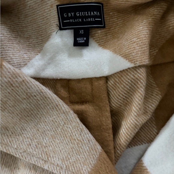 G by Giuliana Black Label Plaid Trench Coat Tan White XS - Picture 2 of 4